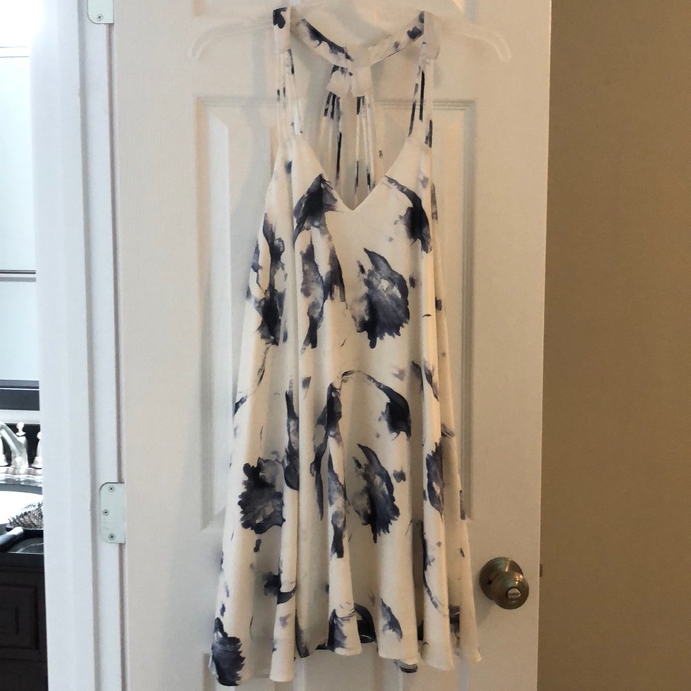 White and blue feather dress